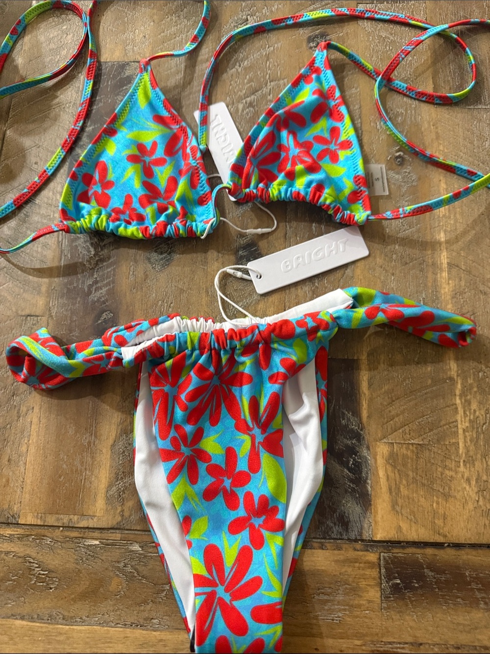 Floral Tie-String Bikini - Flower Print in Small